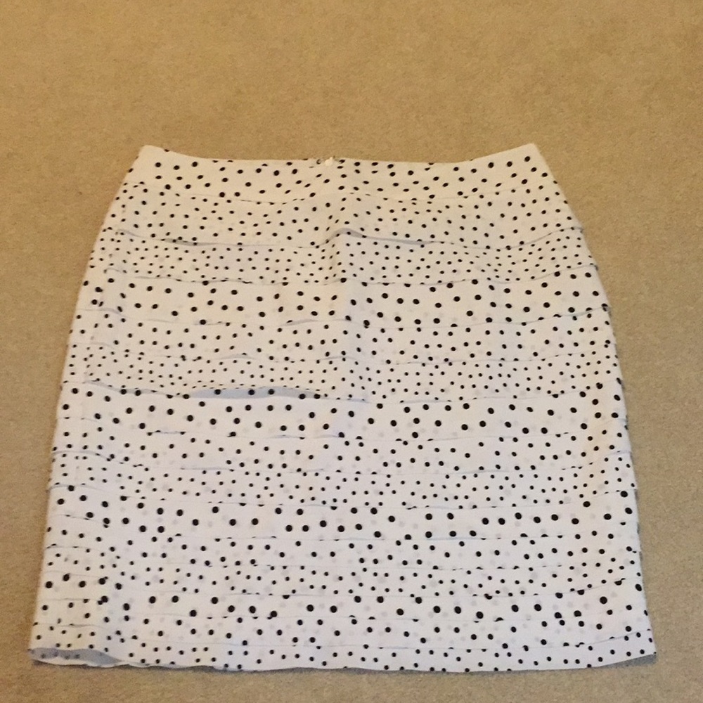 Black and white polka dot pencil skirt.